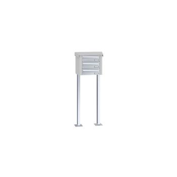 Leabox freestanding horizontal mailbox system in stainless steel 3 base plates