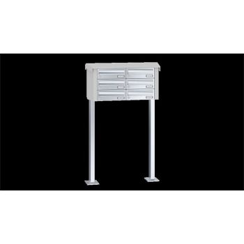 Leabox free-standing horizontal letterbox system in stainless steel 6 base plates