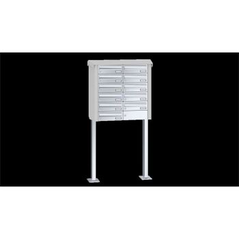 Leabox free-standing horizontal mailbox system in stainless steel 11 base plates