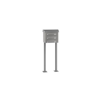 Leabox free-standing horizontal mailbox system in RAL 6005 moss green 3 base plates