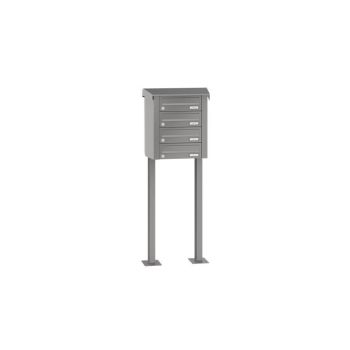 Leabox free-standing horizontal mailbox system in RAL 6005 moss green 4 base plates