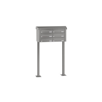 Leabox free-standing horizontal mailbox system in RAL 6005 moss green 6 base plates