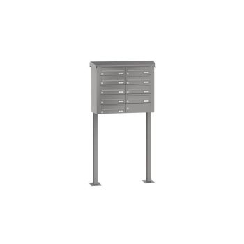 Leabox free-standing horizontal mailbox system in RAL 6005 moss green 9 base plates
