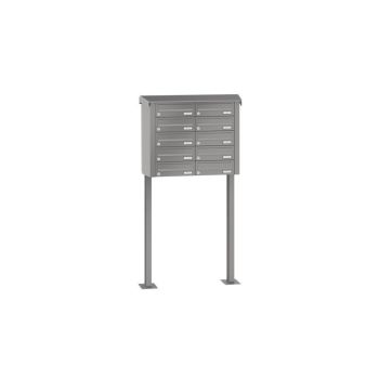 Leabox free-standing horizontal mailbox system in RAL 6005 moss green 10 base plates