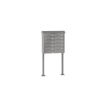 Leabox free-standing horizontal mailbox system in RAL 6005 moss green 11 base plates