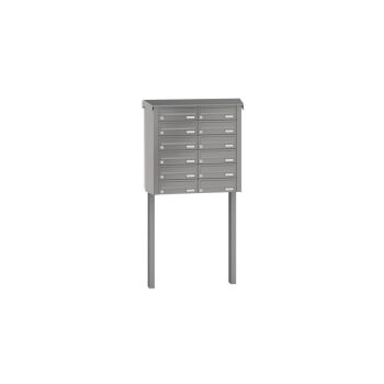 Leabox free-standing horizontal mailbox system in RAL 9007 grey aluminium 12 embedding in concrete