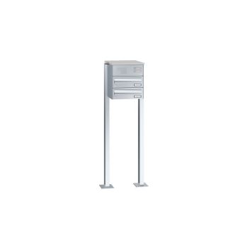 Leabox free-standing horizontal mailbox system with speech field in stainless steel 2 base plates