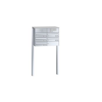 Leabox free-standing horizontal mailbox system with speech field in stainless steel 5 concrete
