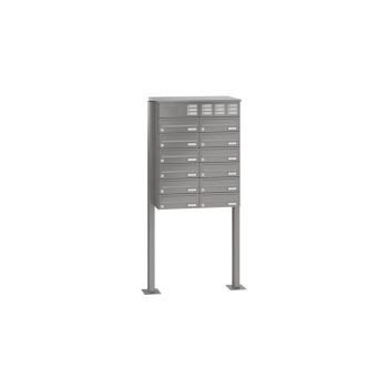 Leabox free-standing horizontal mailbox system with speech field in RAL DB 703 iron mica 12 base plates