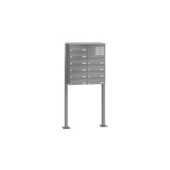 Leabox free-standing horizontal mailbox system with speech field in RAL 7016 anthracite grey 10 base plates