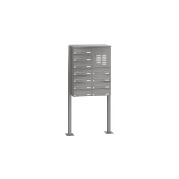 Leabox free-standing horizontal mailbox system with speech field in RAL 7016 anthracite grey 11 base plates