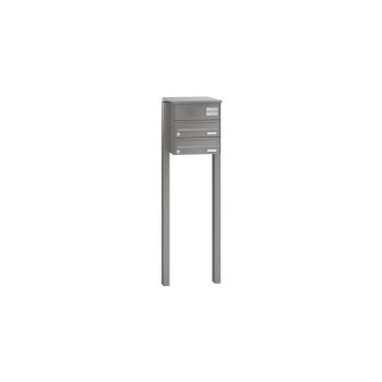 Leabox free-standing horizontal mailbox system with speech field in RAL 8017 chocolate brown 2 concrete