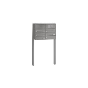 Leabox free-standing horizontal mailbox system with speech field in RAL 8017 chocolate brown 5 concrete