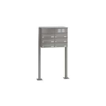 Leabox free-standing horizontal mailbox system with speech field in RAL 8017 chocolate brown 6 base plates