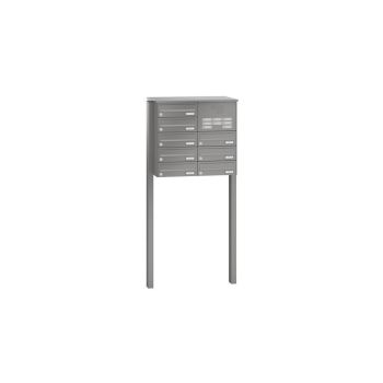 Leabox free-standing horizontal mailbox system with speech field in RAL 8017 chocolate brown 8 concrete