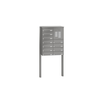 Leabox free-standing horizontal mailbox system with speech field in RAL 8017 chocolate brown 11 concrete