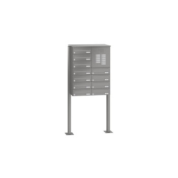 Leabox free-standing horizontal mailbox system with speech field in RAL 8028 terra brown 11 base plates