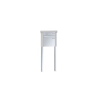 Leabox free-standing mailbox system with speech field in stainless steel 1 embedding in concrete