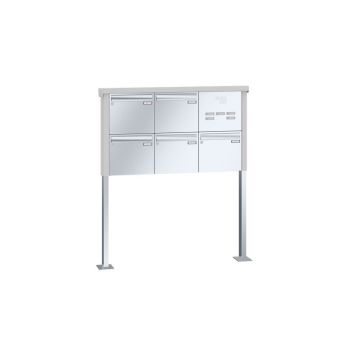 Leabox free-standing mailbox system with speech field in stainless steel 5 base plates