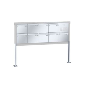 Leabox free-standing mailbox system with speech field in stainless steel 9 base plates