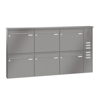 Leabox surface-mounted mailbox with speech field in RAL 9007 grey aluminium 6