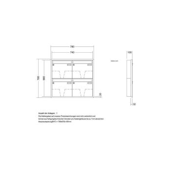 LEABOX 4er Unterputzbriefkasten in DB703 Dupont/Axalta