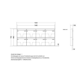 LEABOX 8er Unterputzbriefkasten in DB703 Dupont/Axalta