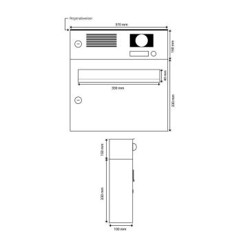 A-01 Edelstahl Aufputz Briefkasten mit Klingel, Sprechanlage & Kamera