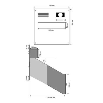 D-241 Cassetta postale passante a muro in acciaio inox con campanello e videocitofono (profondità: 23-38 cm)