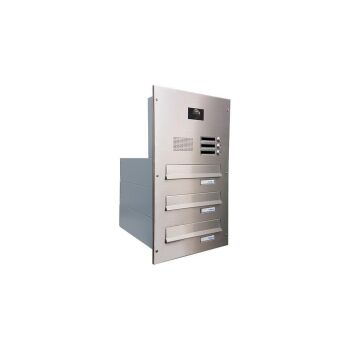 3er Edelstahl Kamera Durchwurf Briefkastenanlage - T: 39-62 cm- B-042