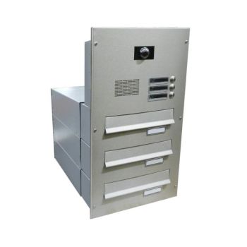 B-042 3 stainless steel wall-mounted camera mailbox system & system center