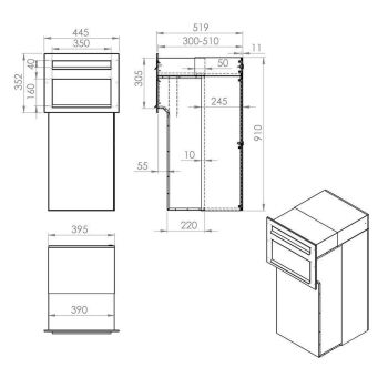 F-05-B XXL Edelstahl Durchwurf Paket-Briefkasten (T:30-51 cm)