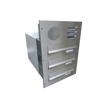 B-042 3-piece stainless steel wall-mounted mailbox system with intercom screen
