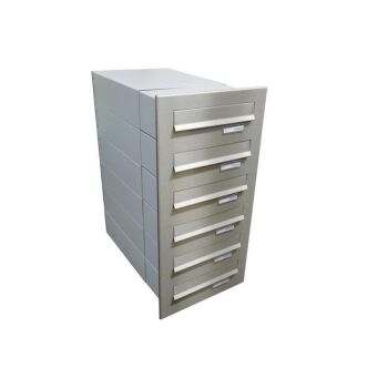 B-042 6-door stainless steel through wall letterbox system (variable depth)