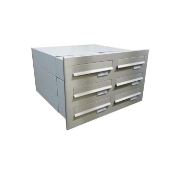 B-042 6-door stainless steel through wall letterbox system 2 columns (variable depth)
