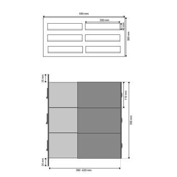 B-042 6-door stainless steel through wall letterbox system 2 columns (variable depth)