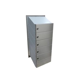 6er Edelstahl Durchwurfbriefkastenanlage - Tiefe 23-38 cm - D-041